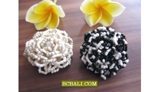 Beaded Flowers Finger Rings Handmade Bali Designs